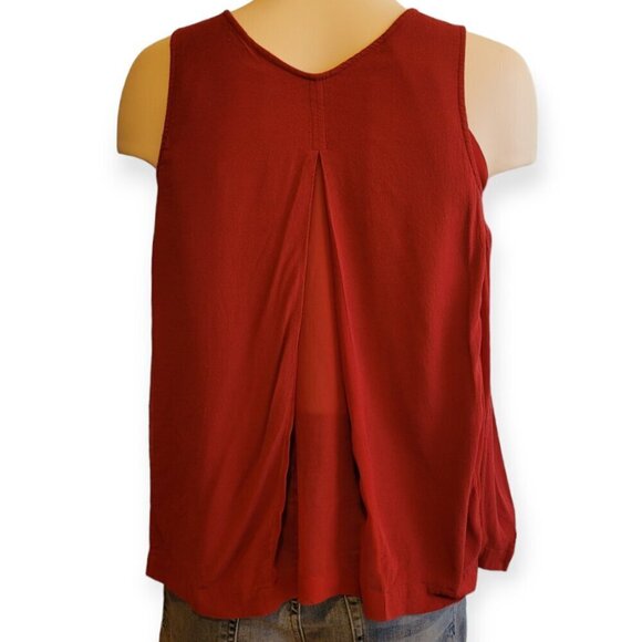 Madewell Sleeveless Cherry Red Rust Voluminous Viscose Trapeze Tank Size 2 - Picture 4 of 9